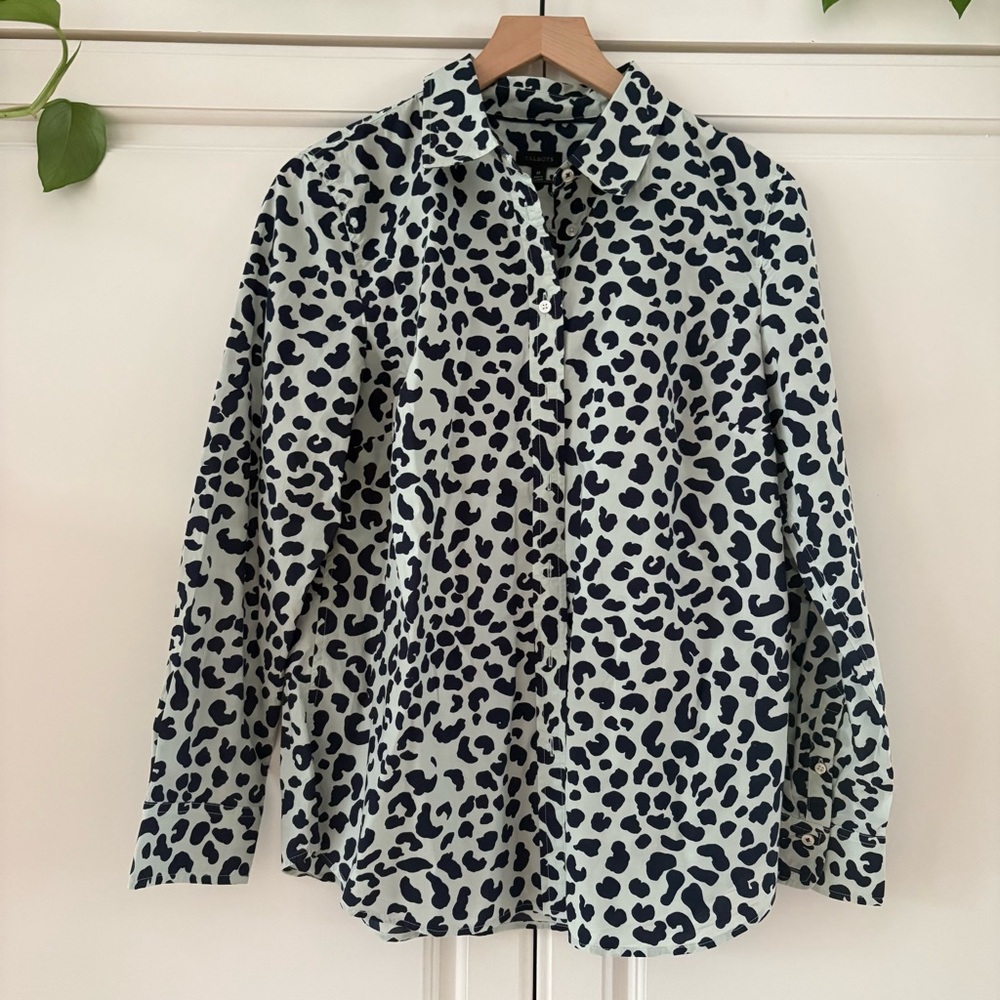 Talbots Medium Button Down Shirt Leopard Print Lo… - image 1